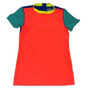 Crewcuts UPF 50+ Neon Colorblock Rash Guard Size 12 Orange blue green unisex FUN
